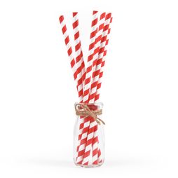 Enviroware 6mm x 200mm Red And White 3 Ply Premium Paper Straws