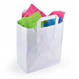 Medium White Paper Carrier Bags Tape Handle 22cm x 25cm x 11cm
