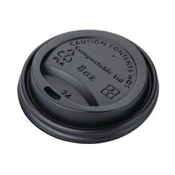Fiesta Green Black Compostable Hot Cup Lids 225ml / 8oz