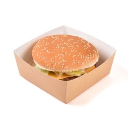 go-pak Kraft 4" Food-Grade Paperboard Eco-Friendly Square Tray