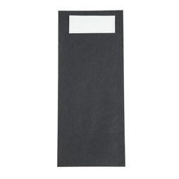 Europochette Black Cutlery Pouch with White Napkin