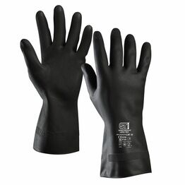 Heavyweight Black Pro Latex Chemical Gloves Small