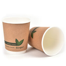 Custom Print 8oz Double Wall Brown Compostable Paper Kraft Cup