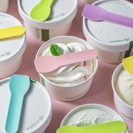 Vegware Tutti Frutti Paper Ice Cream Spoons VP-SP3.5C alternative