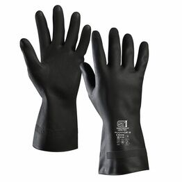 Heavyweight Black Pro Latex Chemical Gloves Large