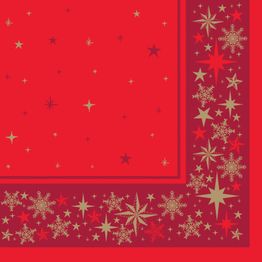 40cm Swansoft Merry &amp; Bright Red Paper Napkins SFT-MYB-R