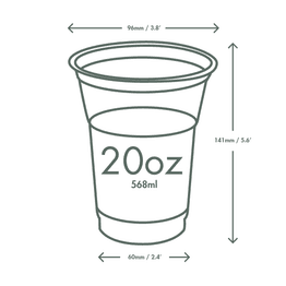 Vegware 20oz PLA Plain Cold Cup, 96-Series - R600Y alternative