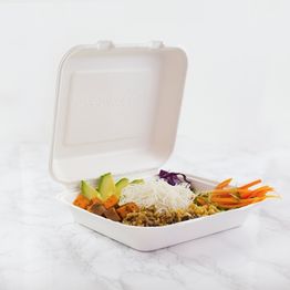 Vegware VB08-SR 8in Square Source-Reduced Bagasse alternative