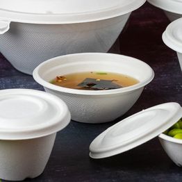 Vegware BB-08 8oz/230ml Nourish Moulded Fibre Bonnie Bowl alternative