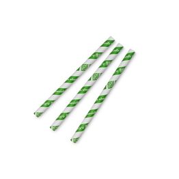 Vegware PS10-GS Jumbissimo Green Stripe 10mm Paper Straw