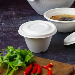 Vegware BL90F Nourish Moulded Fibre Bonnie Lid (fits 4 &amp; 6oz bowl) alternative