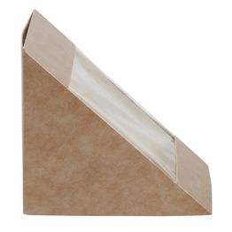 Colpac 10310 Recyclable Kraft Front-Loading Sandwich Wedges With PLA Window alternative