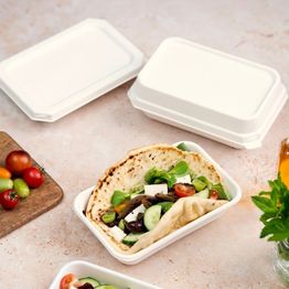 Vanguard WorldView Fibre Lid EP-SCRC24FLIDNFA-EP for 24oz &amp; 32oz Rectangular Containers Natural alternative