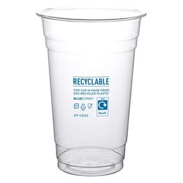 Eco-Products BlueStripe 20oz Clear rPET Cold Cup EP-95-Series alternative