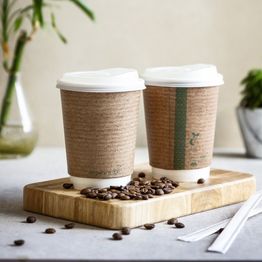 Vegware VDW-12 12oz Double Wall Brown Kraft Hot Cup, 89-Series alternative