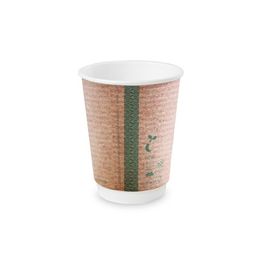 Vegware VDW-12 12oz Double Wall Brown Kraft Hot Cup, 89-Series
