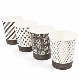 8oz Mixed Design Bamboo Disposable Cups - Compostable