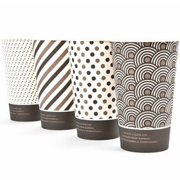 16oz Mixed Design Bamboo Disposable Cups - Compostable