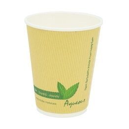 12oz Plastic Free Aqueous Lining Compostable Kraft Ripple Paper Coffee Cup