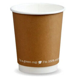 12oz Double Wall Brown Compostable Paper Cup Biopak