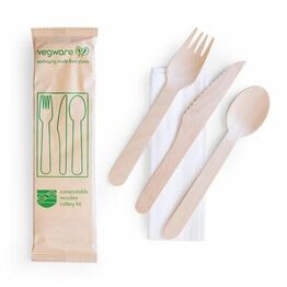 Vegware VT-KFSWN Compostable Wooden Cutlery Kit