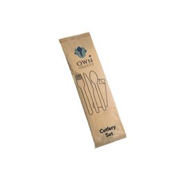 Compostable Wooden Cutlery Pack (Knife, Fork, Napkin &amp; Spoon) alternative