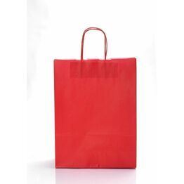 Red Small Paper Carrier Bags Twist Handle 24cm x 31cm x 11cm