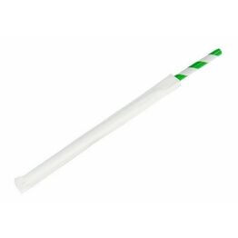 2 Ply Wrapped Paper Straw - Green & White