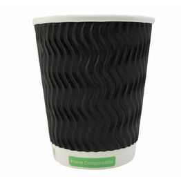 8oz Goodlife Bio Cups Black - Recyclable - Plastic Free Lining.