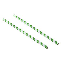 Smoothie Straw Green & White Paper 225mm x 10mm Bore