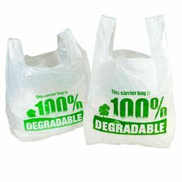 Large 100% Degradable Plastic Vest Carrier Bags With Image - White
