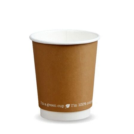 12oz Brown Biodegradable Paper Cups & Lids For Hot DrinksFree UK Delivery 