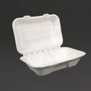 Vegware VA-SH89 Compostable Bagasse Clamshell Hinged Meal Boxes 228mm additional 1