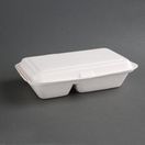 Fiesta Compostable Bagasse Hinged 2-Compartment Food Containers 253mm additional 1