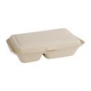 Fiesta Compostable Bagasse Two-Compartment Hinged Food Containers Natural Colour 253mm additional 1