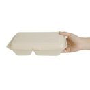 Fiesta Compostable Bagasse Two-Compartment Hinged Food Containers Natural Colour 253mm additional 3