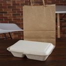Fiesta Compostable Bagasse Two-Compartment Hinged Food Containers Natural Colour 253mm additional 5