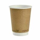 Vegware VDW-12 12oz Double Wall Brown Kraft Hot Cup, 89-Series additional 1