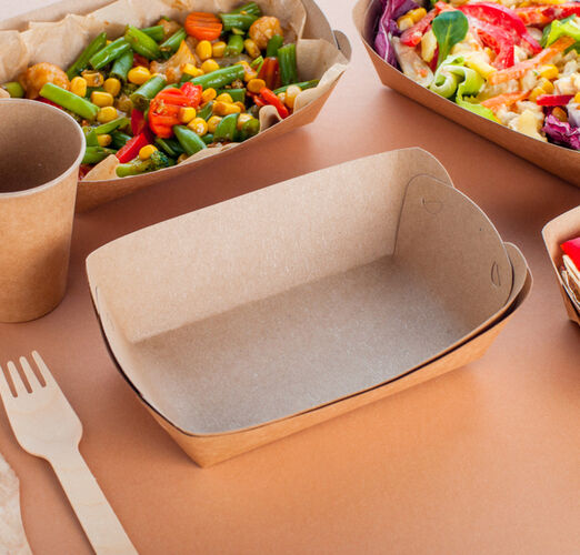Healthy,Food,In,Disposable,Eco,Friendly,Food,Packaging.,Empty,Brown