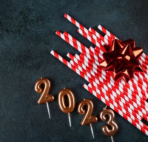 Festive,Abstract,Party,Background.,Many,Paper,Straws,With,Christmas,Decor.