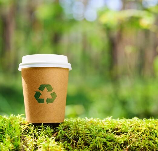 A takeaway coffee cup