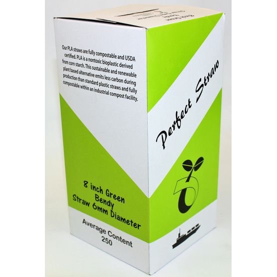 8" Green Compostable PLA Straws