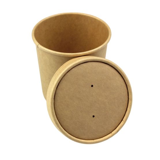Paper Soup Cup &amp; Lid 12oz Kraft Combi-pack