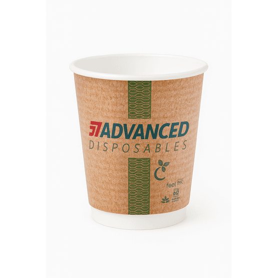 Custom Print 12oz Double Wall Compostable Paper Kraft Cup