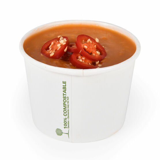 16oz White Biodegradable Soup Containers