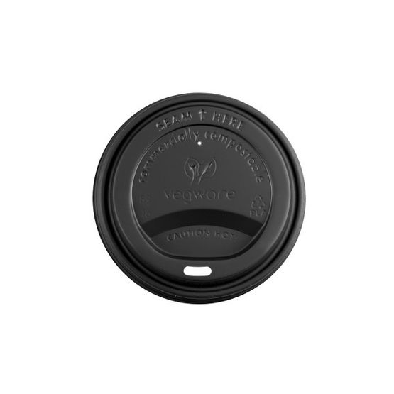 Vegware 89-Series Cpla Hot Cup Lid, Black - VLID89SB