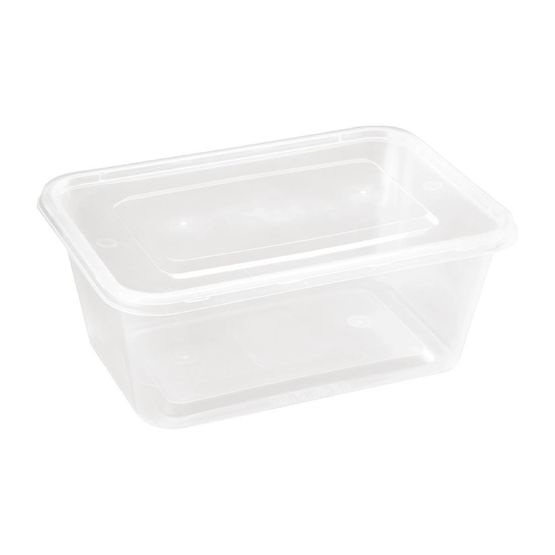 Fiesta Recyclable Plastic Microwavable Containers with Lid Large 1000ml