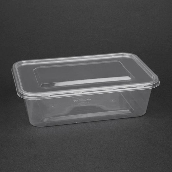 Fiesta Recyclable Plastic Microwavable Containers with Lid Medium 650ml