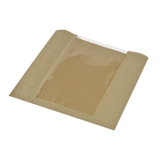 Vegware Compostable Kraft Sandwich Bags With PLA Window Large