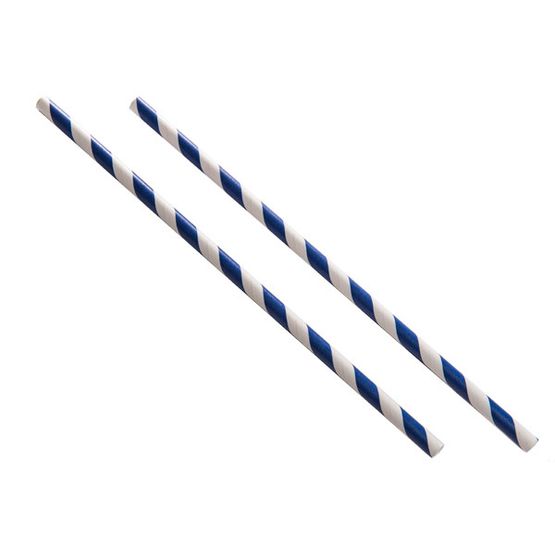 Dark Blue And White Biodegradable 2ply Paper Straws 6mm